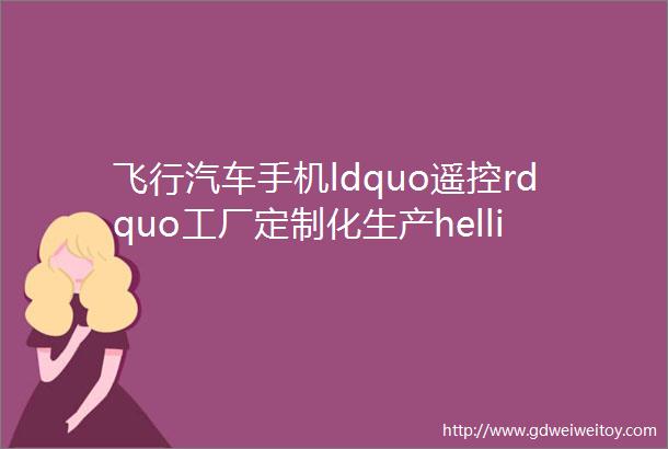 飞行汽车手机ldquo遥控rdquo工厂定制化生产helliphellip广州未来已来
