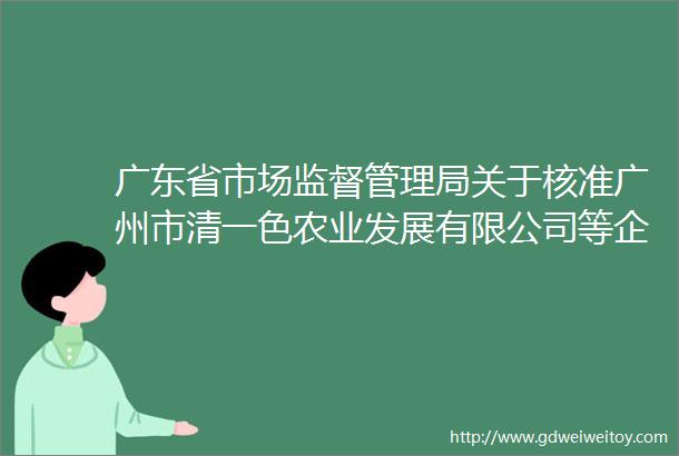 广东省市场监督管理局关于核准广州市清一色农业发展有限公司等企业使用地理标志专用标志的公告