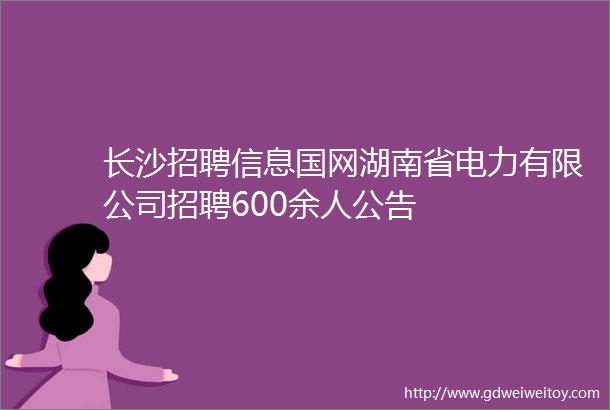 长沙招聘信息国网湖南省电力有限公司招聘600余人公告