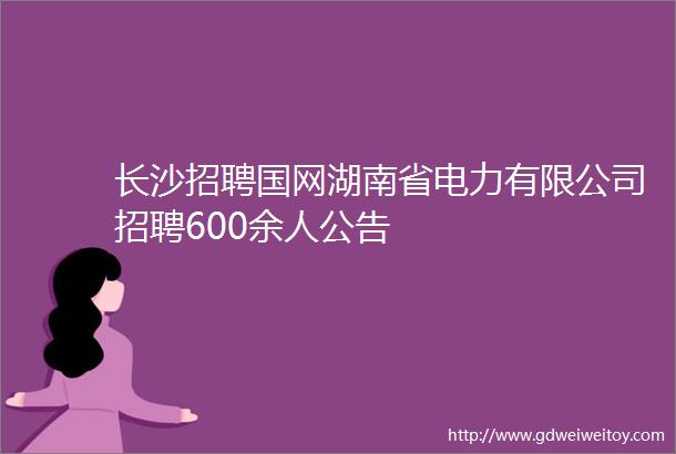 长沙招聘国网湖南省电力有限公司招聘600余人公告