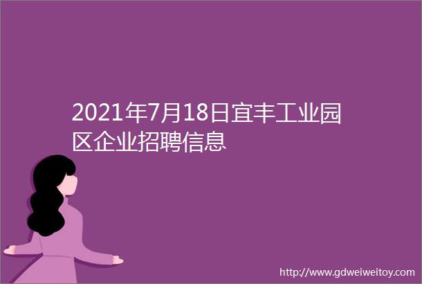 2021年7月18日宜丰工业园区企业招聘信息