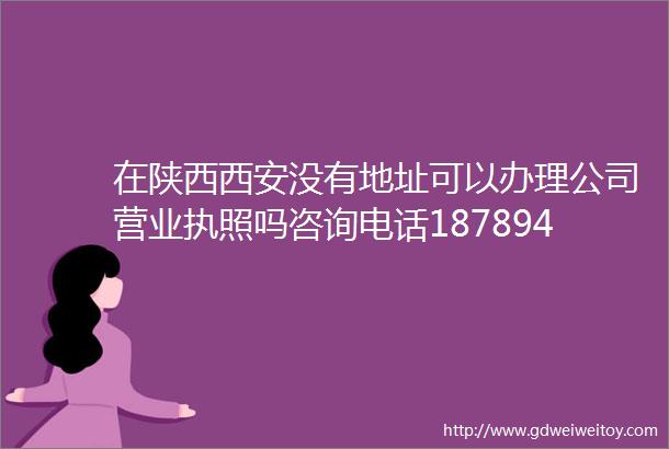 在陕西西安没有地址可以办理公司营业执照吗咨询电话18789405834
