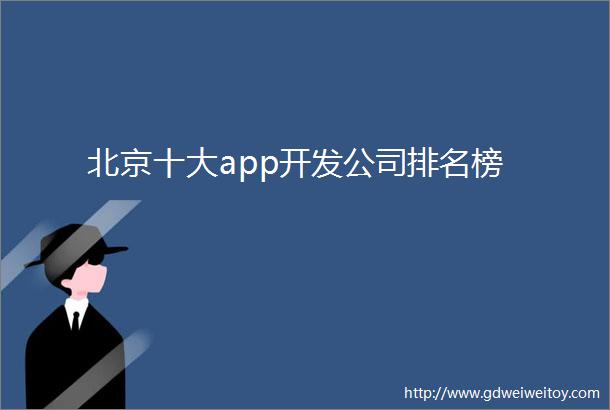 北京十大app开发公司排名榜