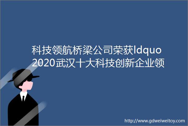科技领航桥梁公司荣获ldquo2020武汉十大科技创新企业领跑者rdquo