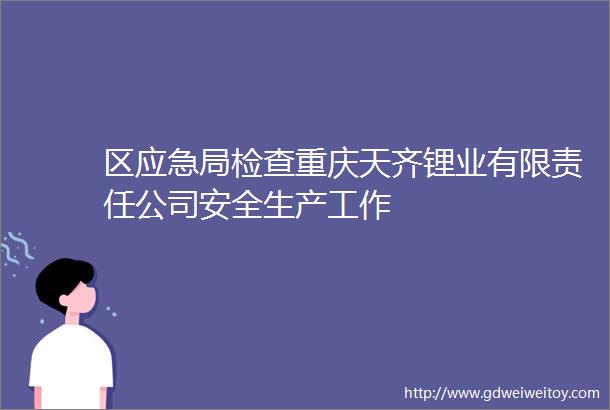 区应急局检查重庆天齐锂业有限责任公司安全生产工作