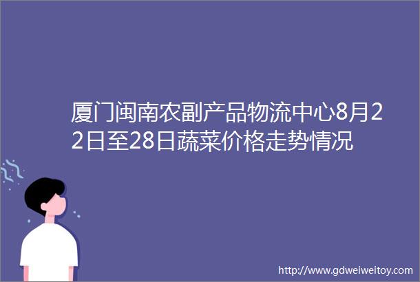 厦门闽南农副产品物流中心8月22日至28日蔬菜价格走势情况