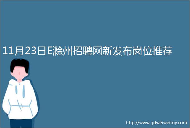 11月23日E滁州招聘网新发布岗位推荐