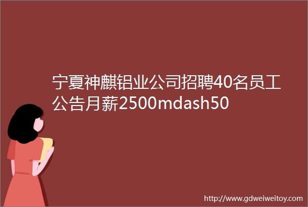 宁夏神麒铝业公司招聘40名员工公告月薪2500mdash5000元