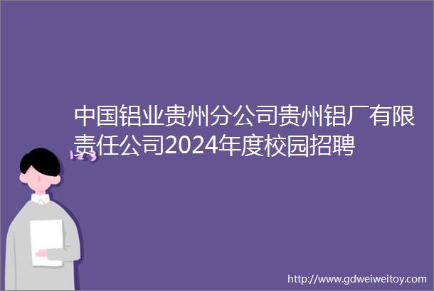 中国铝业贵州分公司贵州铝厂有限责任公司2024年度校园招聘