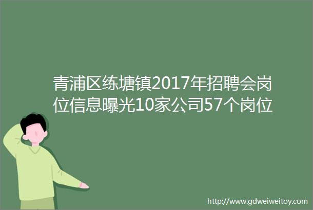 青浦区练塘镇2017年招聘会岗位信息曝光10家公司57个岗位工资30008000元不等